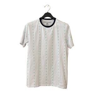 Free Planet Authentic Apparel White Teal Flamingo Shirt Size S